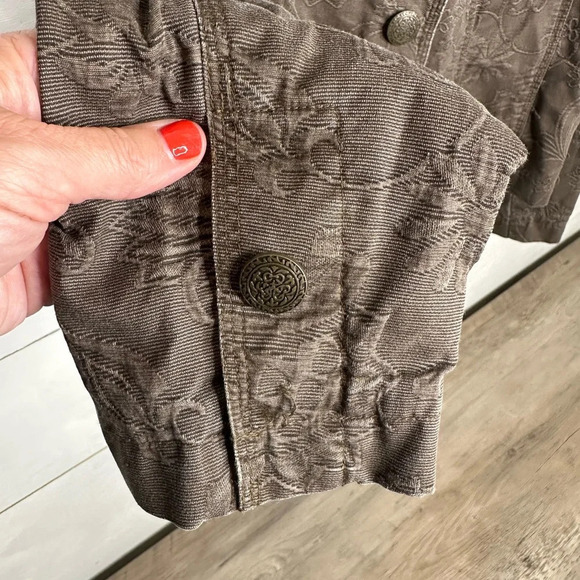 Chico's Brown Jacket with Floral Print Pattern Chico's Size 2 - Large 12 - Picture 3 of 8